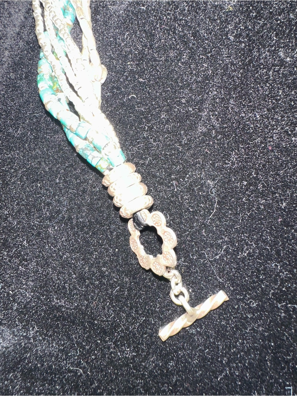 Opulenza Silver and Turquoise Multi-Strand Beaded Bracelet - Picture 4 of 7